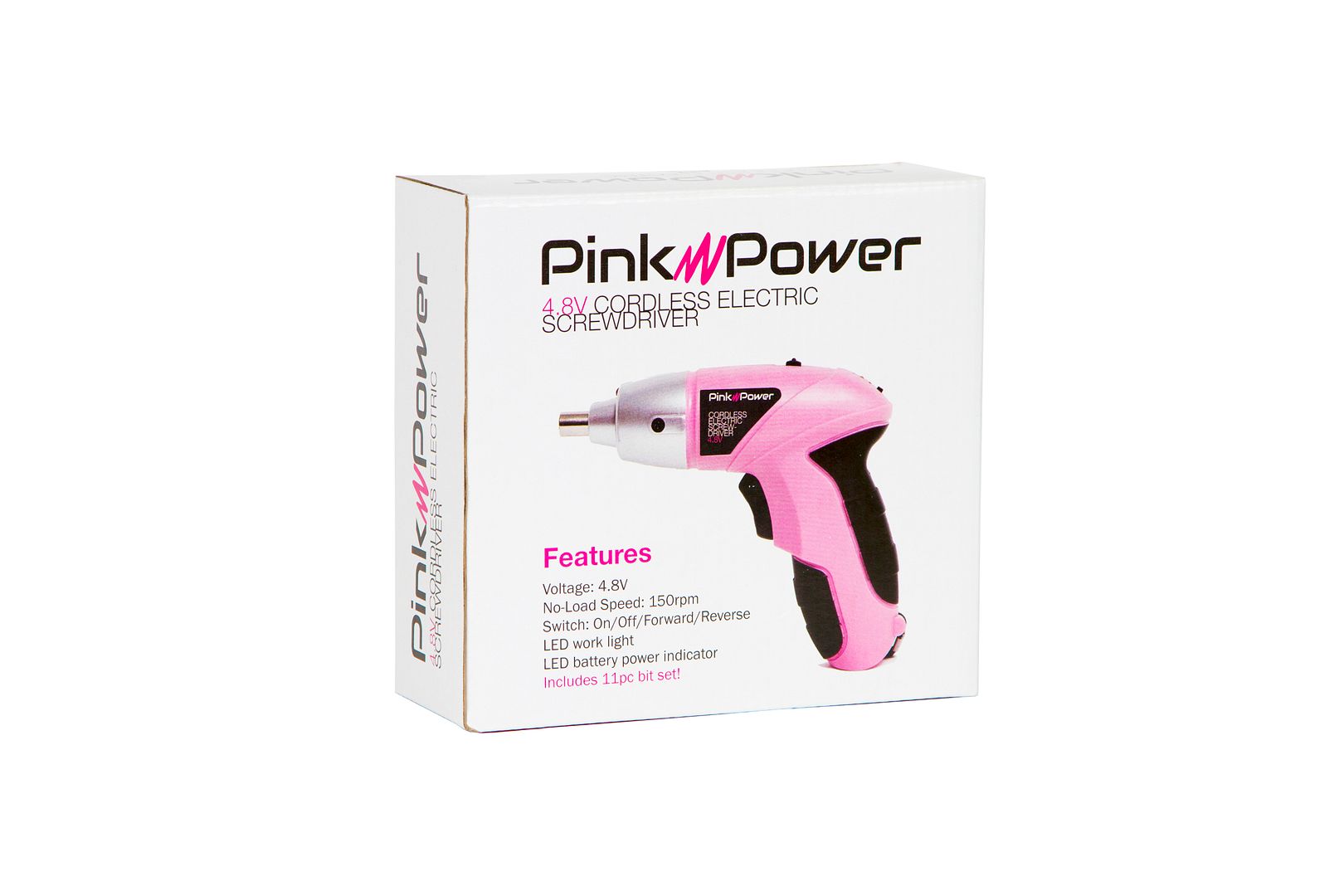 Pink Power PP481 4.8V Cordless Electric Screwdriver Kit with LED